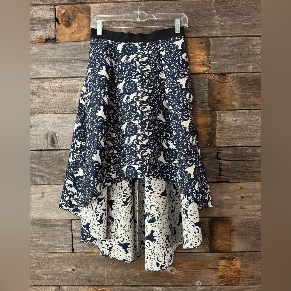 Sachin+BaBi women's brocade high-low blue, white floral print skirt size 4P